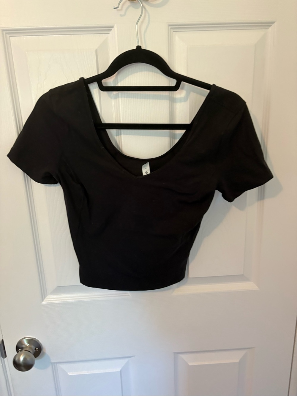 lululemon athletica Black Scoop-Neck Crop Tee